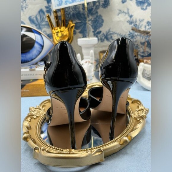 🆕 KURT GEIGER LONDON 🧿 NWOB Brixton Lock T Bar Court Heels, Black Patent, Sz 7 - Picture 12 of 16